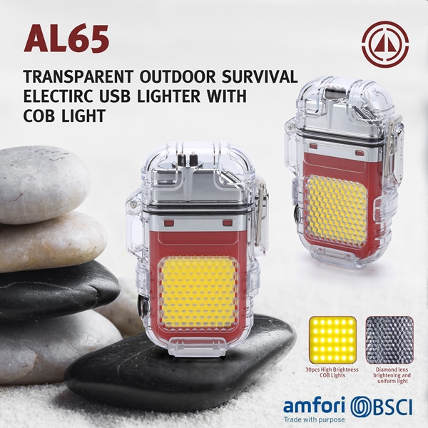 Survival SOS Outdoor Waterprooof Electirc Lighter With COB Torch Light  AL65-Windpapa Technology Co.,Ltd